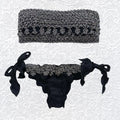 Bikini Fascia Glitter Barocco Nero Dark Silver Luxury
