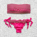 Fuchsia Luxury Baroque Glitter Bandeau Bikini
