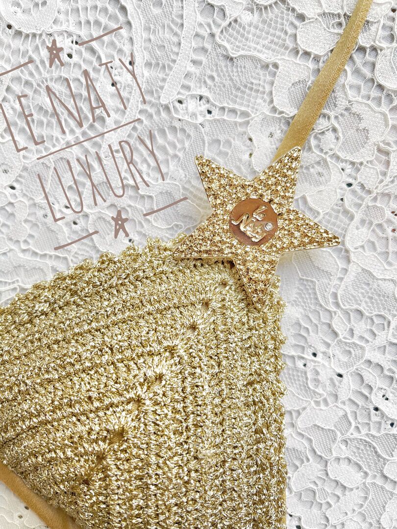 Bikini Triangolo Glitter Star Oro Gold Bijoux Luxury