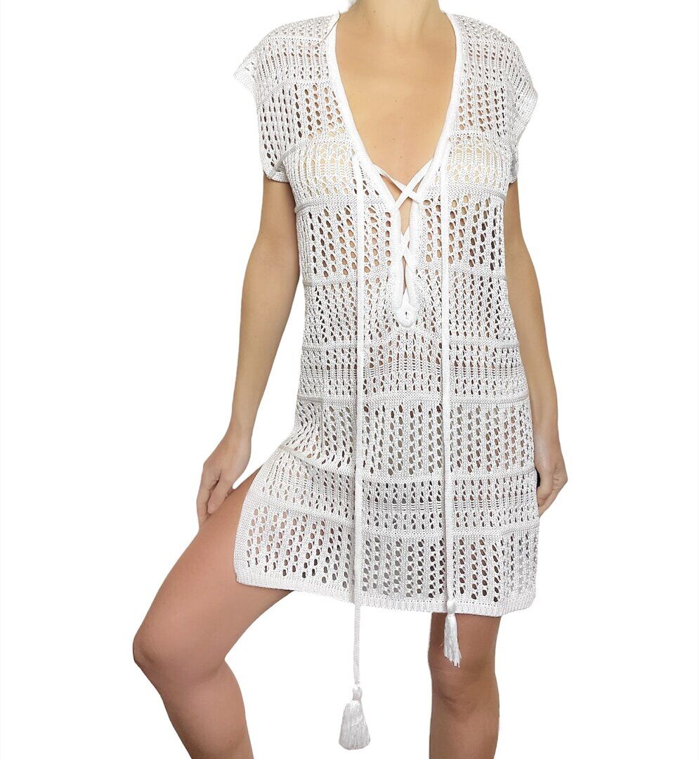 Luxury Short White Cotton Net Dress