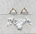 Bikini Triangolo Flora Bianco e Oro