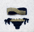 Bikini Fascia Bicolor Nero Intreccio Oro e Nero