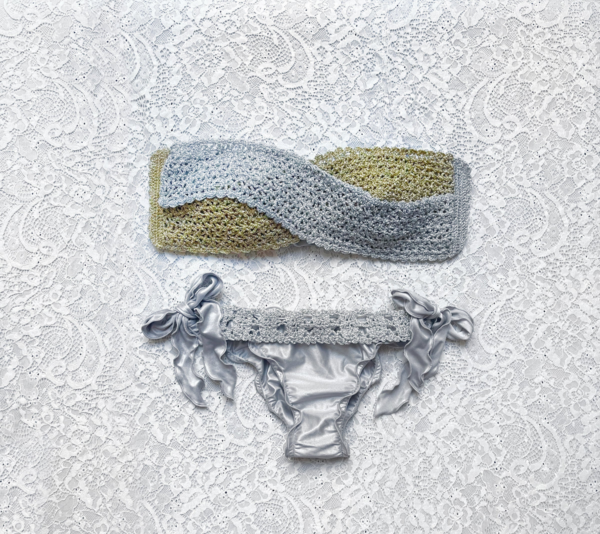 Bikini Fascia Bicolor Argento Intreccio Argento e Oro