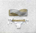 Two-Tone Bandeau Bikini with Gold and Silver Braided Detail