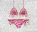 Bikini Triangolo Gipsy Frange Rosa Confetto