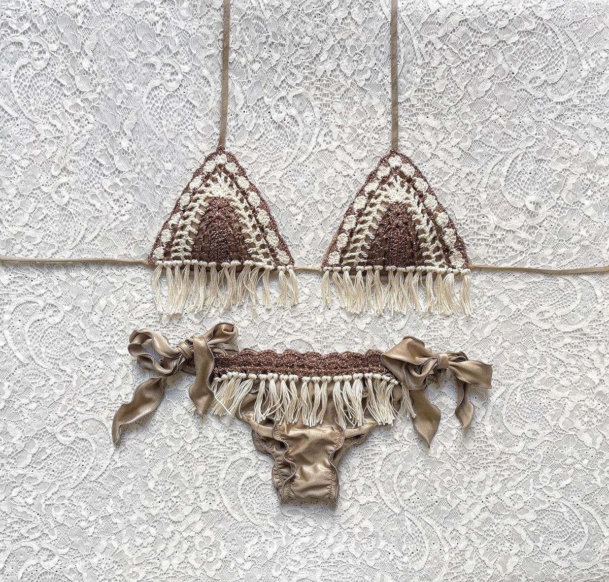 Bikini Triangolo Gipsy Frange Bronzo