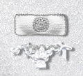White and Silver Rosette Bandeau Bikini