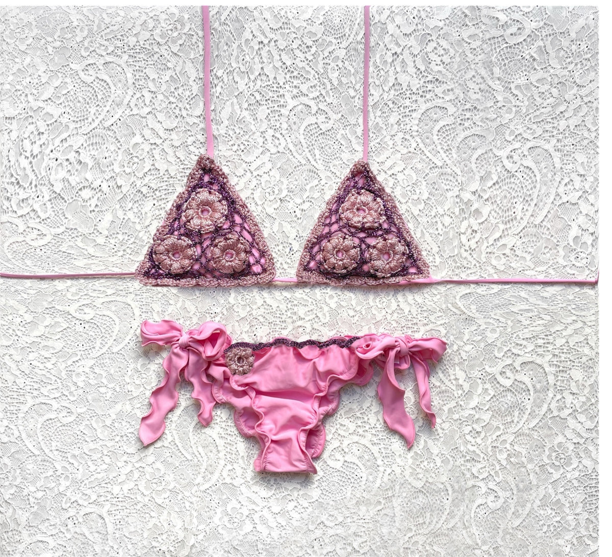 Bikini Triangolo Rosoni Rosa e Magenta