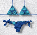 Blue and Light Blue Rosette Triangle Bikini
