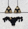 Black and Gold Rose Window Triangle Bikini