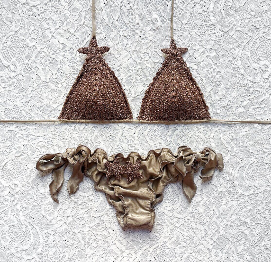 Bronze Glitter Star Triangle Bikini