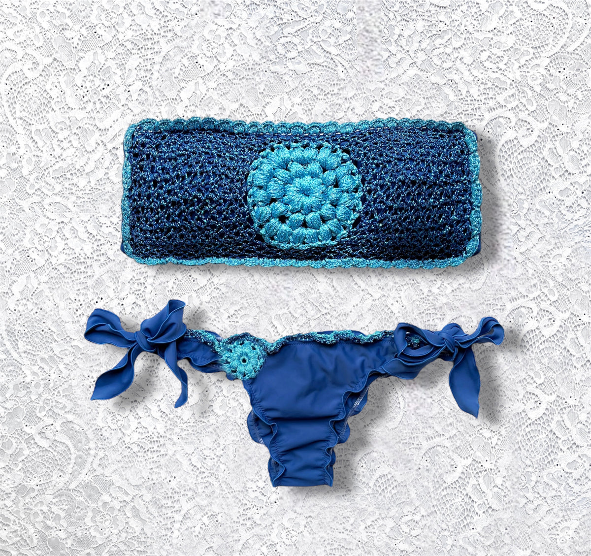 Bikini Fascia Rosone Blu e Azzurro