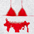 Bikini Triangolo Perle Rosso