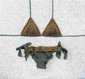 Bikini Triangolo Net Verde Army e Oro Antico