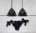 Bikini Triangolo Fiore del Pensiero Nero e Argento Scuro Bicolor Limited Edition