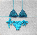 Bikini Triangolo Fiore del Pensiero Azzurro Bicolor Limited Edition
