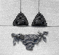 Dark Grey Lamé and Black Bicolor Pansy Triangle Bikini Limited Edition