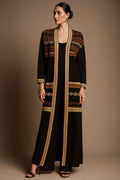 Long Geometric Wool and Glitter Coat