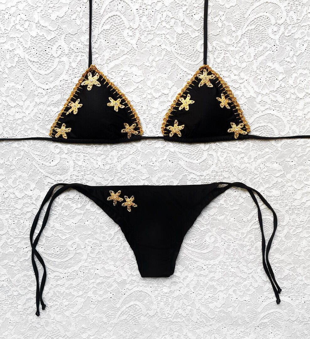 Black and Gold Portofino Triangle Bikini